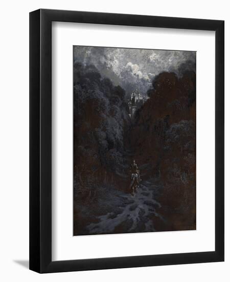 Sir Lancelot Approaching the Castle of Astolat-Gustave Dore-Framed Premium Giclee Print