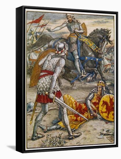 Sir Lancelot Prevents Sir Bors from Slaying King Arthur-Walter Crane-Framed Stretched Canvas