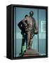 Sir Matt Busby Statue, Manchester United Football Club Stadium, Old Trafford, Manchester, England-Richardson Peter-Framed Stretched Canvas