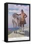 Sir Nat and the Horse: Johnny Watched Sir Nat Rub the Grey Muzzle; Stand Back and Proceed to a Minu-Newell Convers Wyeth-Framed Stretched Canvas