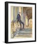 Sir Neville Wilkinson on the Steps of the Palladian Bridge at Wilton House, 1904-5-John Singer Sargent-Framed Giclee Print