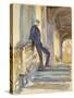 Sir Neville Wilkinson on the Steps of the Palladian Bridge at Wilton House, 1904-5-John Singer Sargent-Stretched Canvas