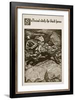 Sir Percival Rideth Black Horse, Illustration 'The Story of Grail and the Passing of Arthur',-Howard Pyle-Framed Giclee Print