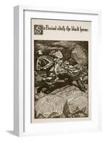 Sir Percival Rideth Black Horse, Illustration 'The Story of Grail and the Passing of Arthur',-Howard Pyle-Framed Giclee Print