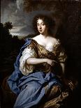Portrait of a Lady, Seated Full Length, in a Wooded Landscape, Wearing a Violet Silk Dress with…-Sir Peter Lely-Giclee Print