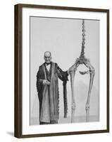 Sir Richard Owen Poses Beside the Skeleton of a Moa-null-Framed Photographic Print