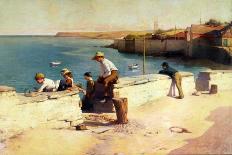 Evening at Padstow, 1890-Sir Samuel Henry William Llewelyn-Stretched Canvas