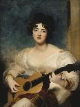 Portrait of Lady Wallscourt, a Striped Scarf Across Her Knees, Playing a Guitar-Sir Thomas Lawrence-Giclee Print