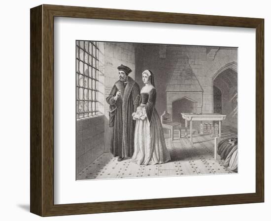 Sir Thomas More (1477-1535) and His Daughter Margaret, Observing Monks Going to Execution from…-John Rogers Herbert-Framed Giclee Print