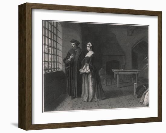 Sir Thomas More English Statesman and Author in Prison, Visited by His Daughter Margaret-null-Framed Art Print