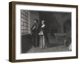 Sir Thomas More English Statesman and Author in Prison, Visited by His Daughter Margaret-null-Framed Art Print