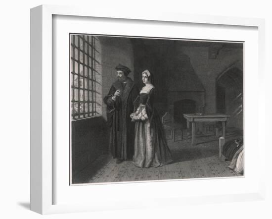 Sir Thomas More English Statesman and Author in Prison, Visited by His Daughter Margaret-null-Framed Art Print