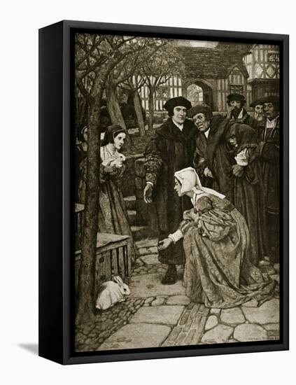 Sir Thomas More in His Garden, Illustration from 'Hutchinson's Story of the British Nation', C.1923-Arthur A. Dixon-Framed Stretched Canvas