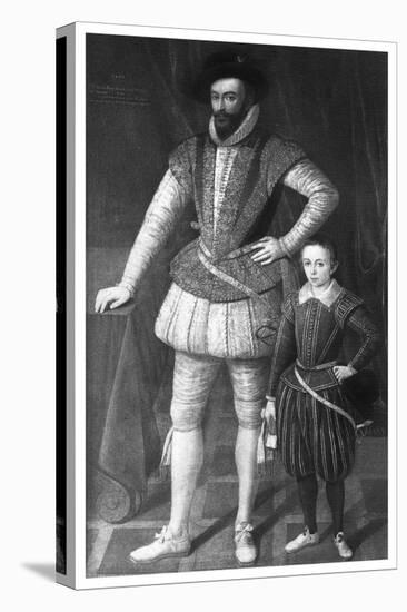 Sir Walter Raleigh and His Son, 1602-null-Stretched Canvas