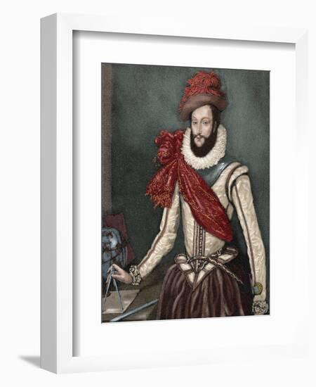 Sir Walter Raleigh (C. 1554-1618).-Tarker-Framed Giclee Print