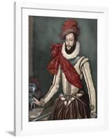 Sir Walter Raleigh (C. 1554-1618).-Tarker-Framed Giclee Print
