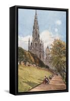 Sir Walter Scott's Monument from the East Princes Street Gardens-John Fulleylove-Framed Stretched Canvas