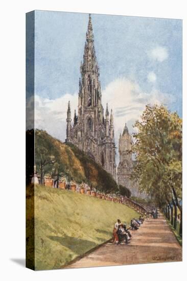 Sir Walter Scott's Monument from the East Princes Street Gardens-John Fulleylove-Stretched Canvas