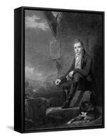 Sir Walter Scott, Scottish Novelist and Poet, Sitting Next to a Stone Wall with a Dog-null-Framed Stretched Canvas