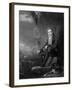 Sir Walter Scott, Scottish Novelist and Poet, Sitting Next to a Stone Wall with a Dog-null-Framed Photographic Print