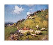Sheep on a Hillside-Sir William Llewellyn-Art Print