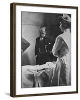 Sir William Osler Reading a Patient's Chart at Bedside as a Nurse Watches, Ca. 1903-null-Framed Photo