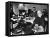 Sir Winston Churchill, Sitting Behind Desk at Chartwell-null-Framed Stretched Canvas