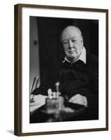 Sir Winston Churchill, Sitting Behind Desk at Chartwell-null-Framed Photographic Print