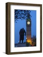 Sir Winston Churchill Statue and Big Ben, Parliament Square, Westminster, London, England-James Emmerson-Framed Photographic Print