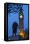 Sir Winston Churchill Statue and Big Ben, Parliament Square, Westminster, London, England-James Emmerson-Framed Stretched Canvas