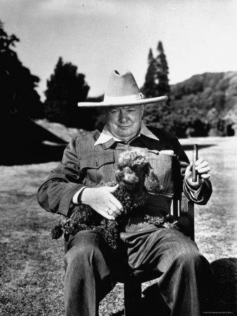 Sir Winston Churchill Wearing Straw Hat While Holding Pet Poodle at  Chartwell Manor' Premium Photographic Print - Hans Wild | AllPosters.com