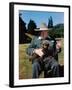 Sir Winston Churchill Wearing Straw Hat while Holding Pet Poodle at Chartwell Manor-Hans Wild-Framed Premium Photographic Print