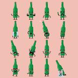 Beer Bottle Character Emoji Set. Funny Cartoon Emoticons-Sira Anamwong-Art Print