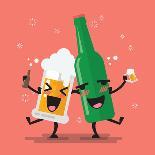 Drunk Beer Glass and Bottle Character. Vector Illustration-Sira Anamwong-Art Print