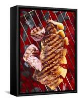 Sirloin Steak with Onions on a Barbecue-Ulrike Koeb-Framed Stretched Canvas