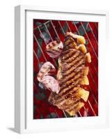 Sirloin Steak with Onions on a Barbecue-Ulrike Koeb-Framed Photographic Print