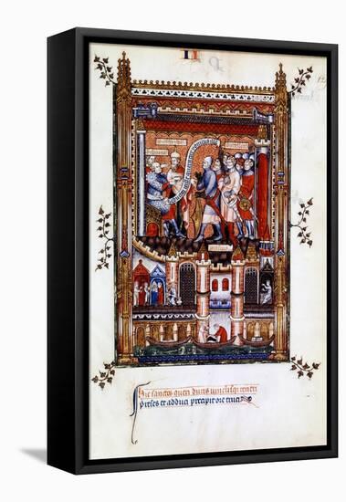 Sisinnius Orders the Arrest of St Denis, 1317-null-Framed Stretched Canvas