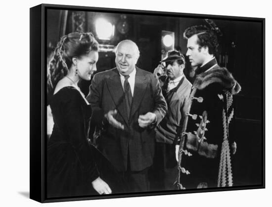 SISSI, 1955 directed by ERNST MARISCHKA On the set, Ernst Marischka (director) directs Romy Schneid-null-Framed Stretched Canvas