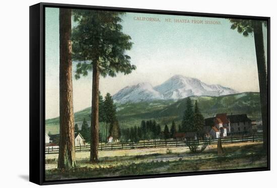 Sisson, California - View of Mt Shasta, Now Mt Shasta City-Lantern Press-Framed Stretched Canvas