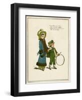 Sister and Brother with Hoop and Stick-Kate Greenaway-Framed Art Print