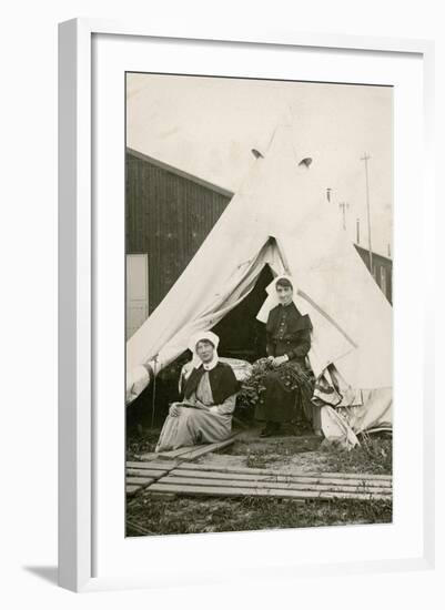 Sister Eleanor Wibmer Jeffries and Sister Nellie Constance Morrice (Right) Outside their Tent at No-null-Framed Giclee Print