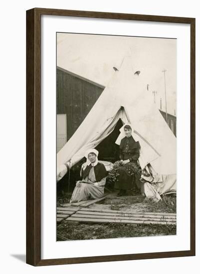 Sister Eleanor Wibmer Jeffries and Sister Nellie Constance Morrice (Right) Outside their Tent at No-null-Framed Giclee Print