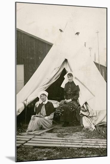 Sister Eleanor Wibmer Jeffries and Sister Nellie Constance Morrice (Right) Outside their Tent at No-null-Mounted Giclee Print