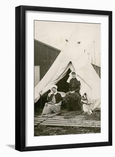 Sister Eleanor Wibmer Jeffries and Sister Nellie Constance Morrice (Right) Outside their Tent at No-null-Framed Giclee Print