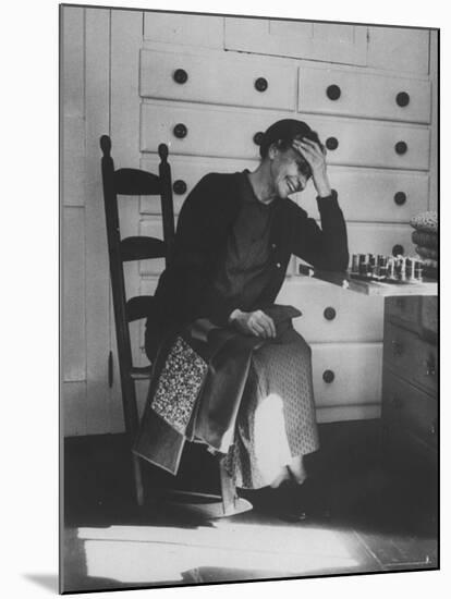 Sister Mildred Barker Consumed with Mirth While Sewing in Sewing Room-John Loengard-Mounted Photographic Print