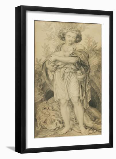 Sisterly Help (Pencil on Paper)-Frederic James Shields-Framed Giclee Print