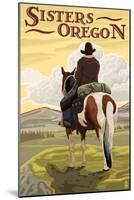 Sisters, Oregon - Cowboy on Horseback-Lantern Press-Mounted Art Print