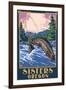 Sisters, Oregon - Fly Fisherman-Lantern Press-Framed Art Print