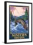 Sisters, Oregon - Fly Fisherman-Lantern Press-Framed Art Print