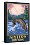 Sisters, Oregon - Fly Fisherman-Lantern Press-Framed Stretched Canvas